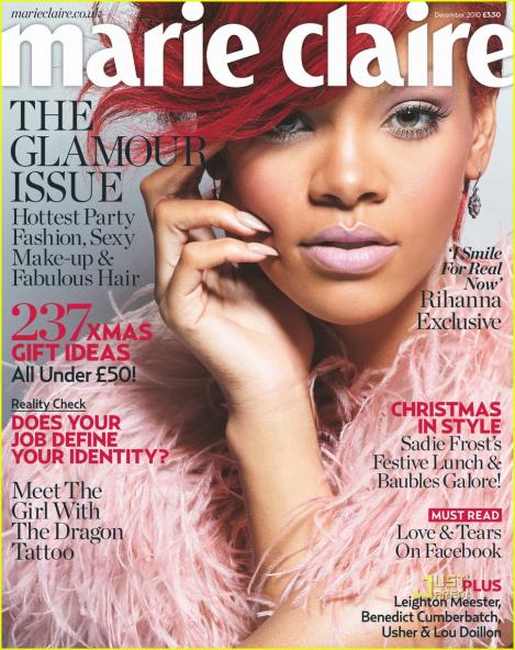 Rihanna, rochie-flamingo pe coperta "Marie Claire"