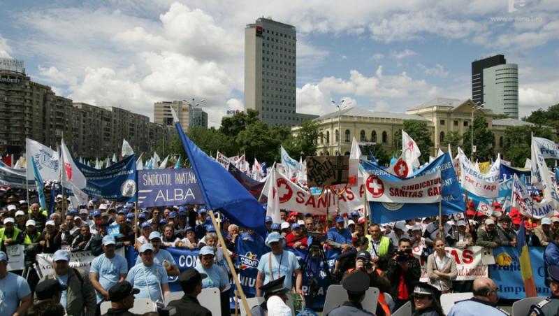 10.000 de sindicalisti, asteptati marti in fata Guvernului