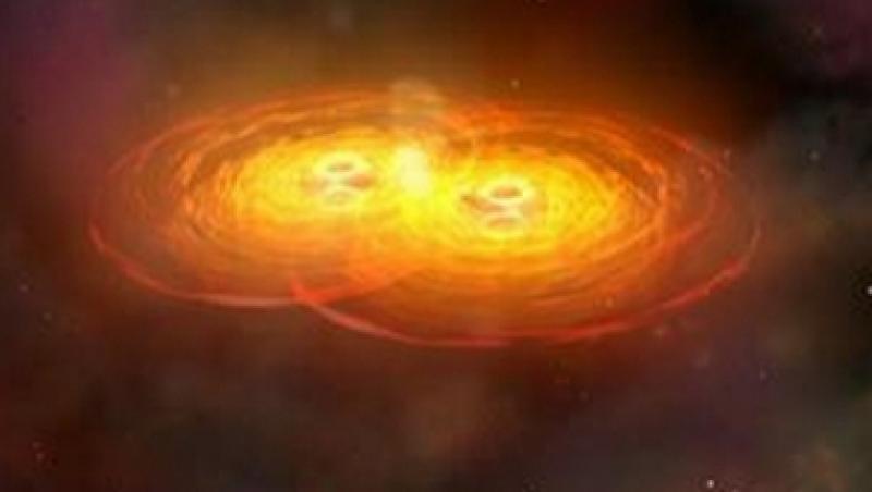 Coliziunea a doua gauri negre de dimensiuni diferite, simulata de astrofizicienii