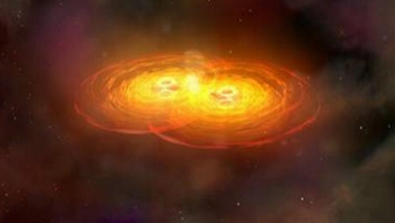 Coliziunea a doua gauri negre de dimensiuni diferite, simulata de astrofizicienii