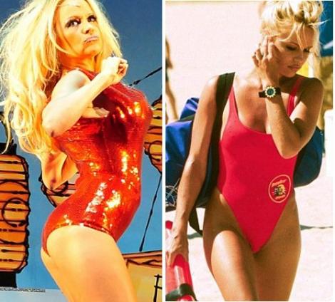 FOTO! Pamela Anderson nu mai incape in costumul Baywatch