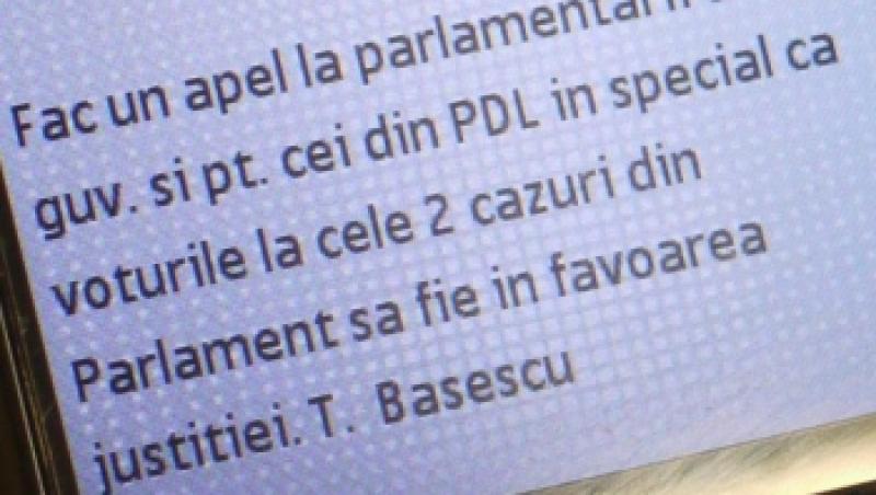 Cazul Ridzi: Deputatii PDL, indemnati sa voteze printr-un SMS semnat T. Basescu