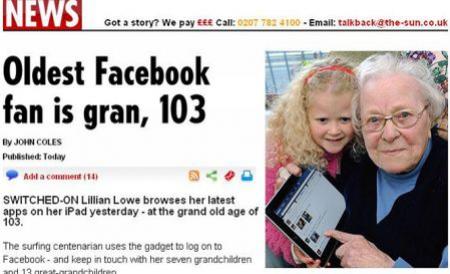 Cea mai batrana utilizatoare Facebook are 103 ani