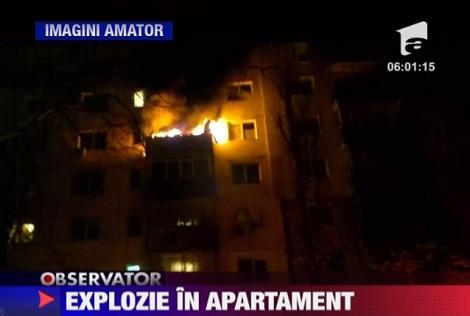 Explozie urmata de un incendiu violent  intr-un bloc din Bucuresti