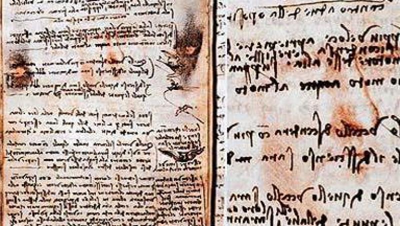 Fragment dintr-un manuscris al lui Leonardo da Vinci, descoperit in Franta