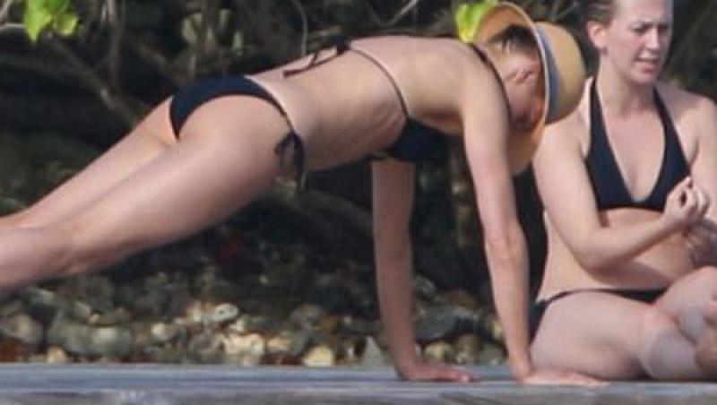 Cameron Diaz face yoga in bikini