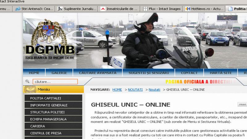 Ghiseu unic on-line, la Politia Capitalei