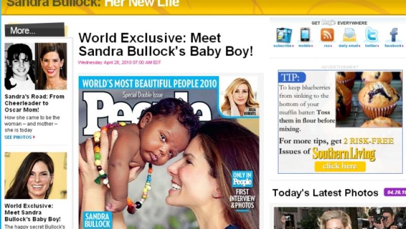 Sandra Bullock a adoptat un copil de culoare