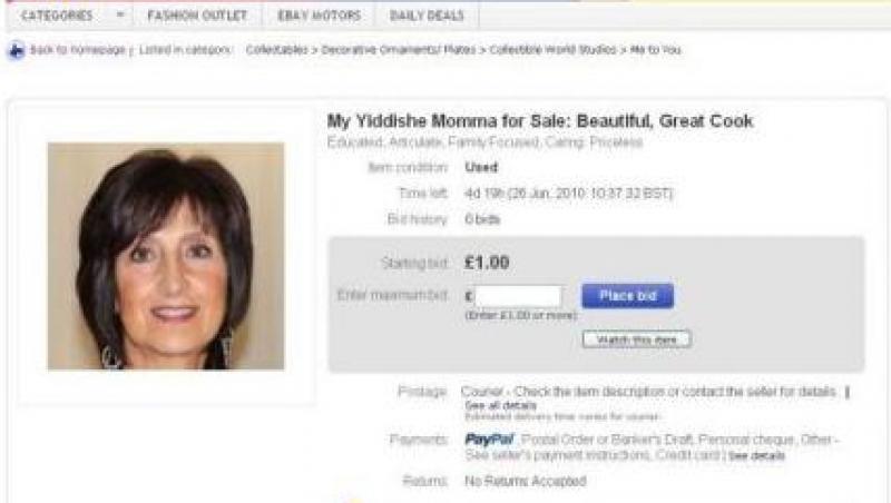 Si-a scos mama la licitatie pe eBay pentru o lira sterlina