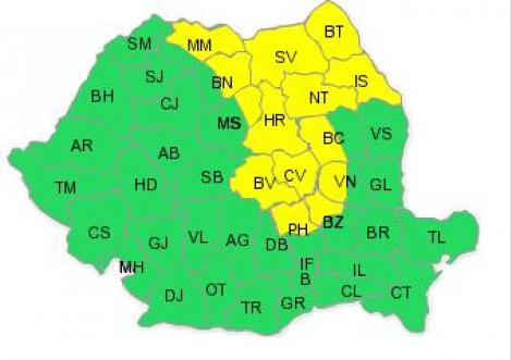 COD GALBEN pentru Moldova, Maramures si zona Carpatilor Orientali