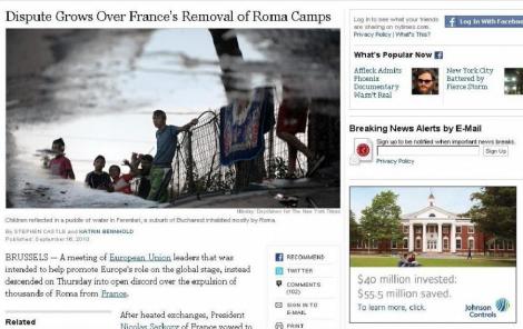 New York Times: Romii romani pun in pericol principiul "granitelor deschise" in UE