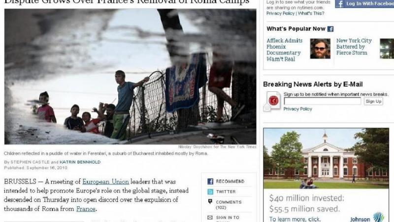 New York Times: Romii romani pun in pericol principiul 