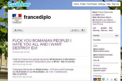 Mesaj antiromanesc pe contul Ministerului de Externe francez