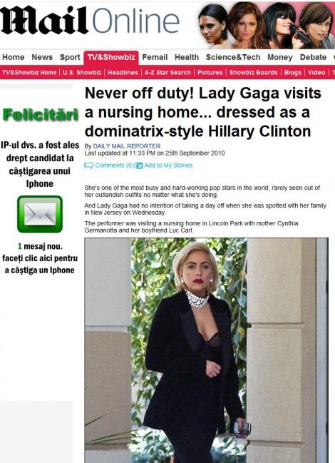 Lady Gaga s-a deghizat in Hillary Clinton