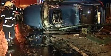 VIDEO! Accident cu masina de lux in Capitala