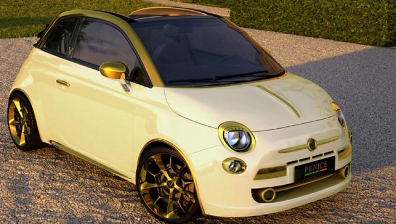 FOTO! Model unic Fiat 500 placat cu aur si diamante!