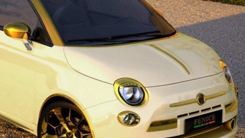 FOTO! Model unic Fiat 500 placat cu aur si diamante!