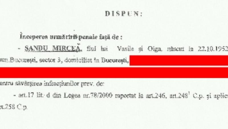 Vezi dovada ca Mircea Sandu e urmarit penal!