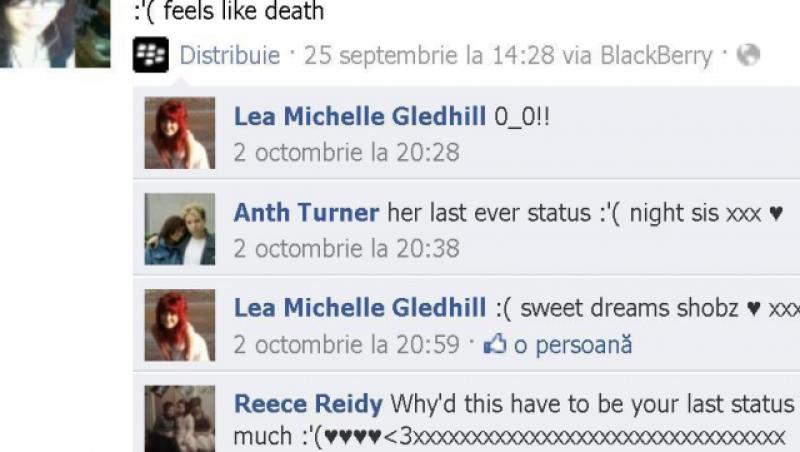 O adolescenta si-a prevestit sfarsitul pe Facebook: 