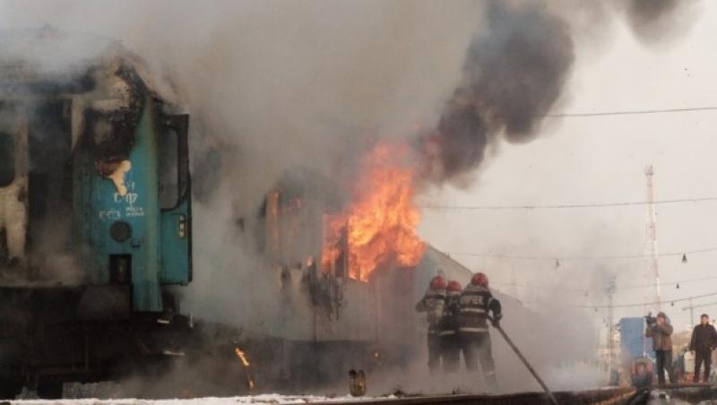 Trei vagoane au luat foc in gara centrala din Iasi
