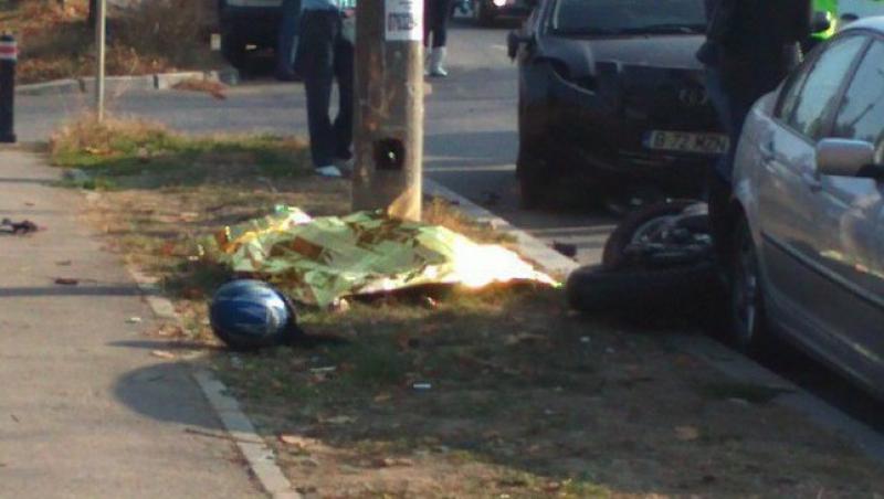 FOTO DRAMATIC! Un motociclist a murit pe loc dupa un accident banal!