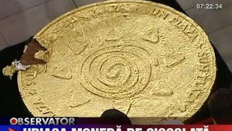 VIDEO! Moneda de ciocolata de 260 de kg poate fi admirata in Bucuresti