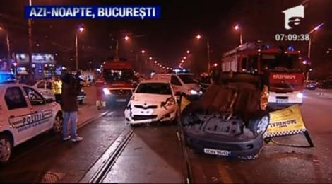 VIDEO! Taximetru rasturnat in Capitala: 5 raniti