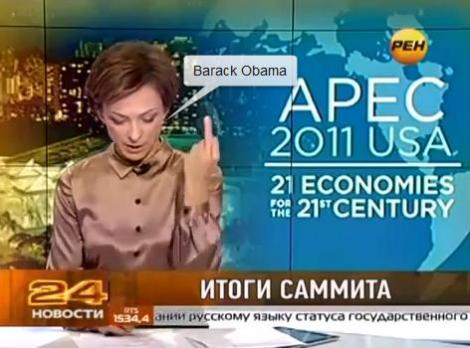 VIDEO! Rusia: O prezentatoare TV a aratat degetul mijlociu atunci cand a rostit numele lui Barack Obama