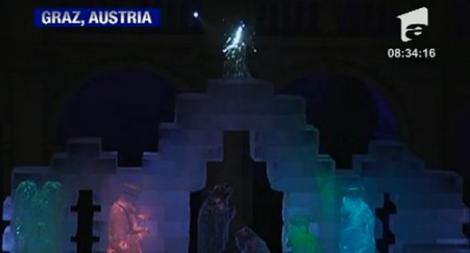 VIDEO! Un nou monument in Austria: Ieslea lui Iisus, din gheata