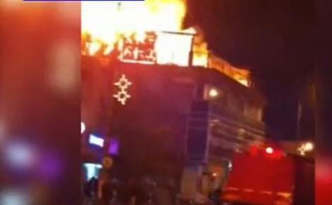 VIDEO! Un club din Sibiu a luat foc duminica dimineata