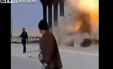 SOCANT! Un irakian atarnat de un pod explodeaza chiar deasupra unui politist
