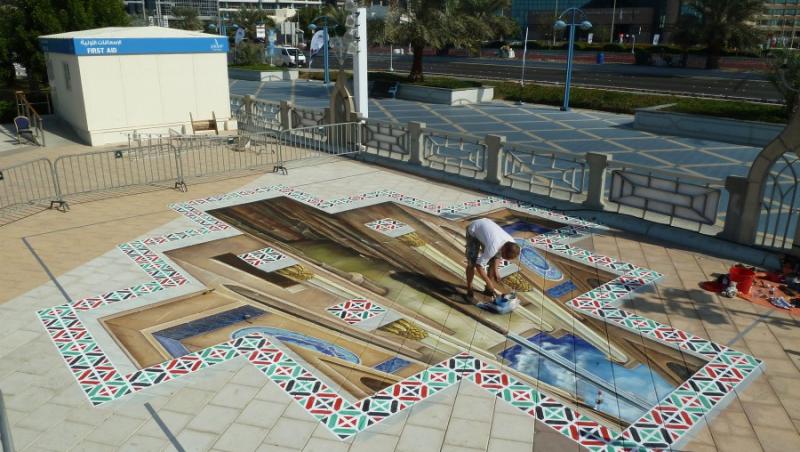 FOTO! Arta fabuloasa 3D pe o strada din Abu Dhabi!