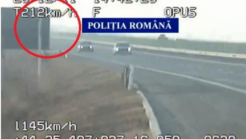 VIDEO! Un vitezoman a fost prins conducand cu 212 km/h pe autostrada A2