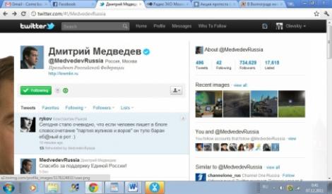 Presedintele Rusiei a injurat un blogger pe Twitter