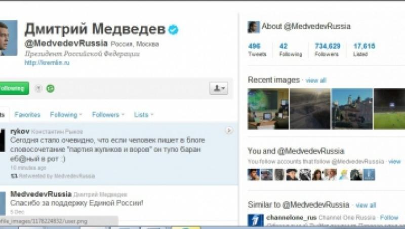 Presedintele Rusiei a injurat un blogger pe Twitter