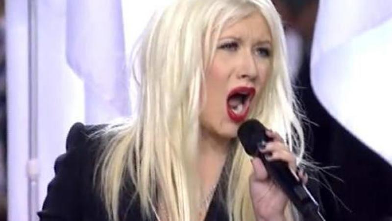Christina Aguilera a uitat imnul national in fata a milioane de telespectatori