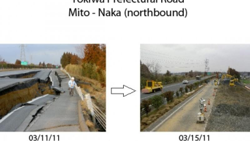 Un drum din Japonia, distrus de cutremur, reparat in doar 4 zile!