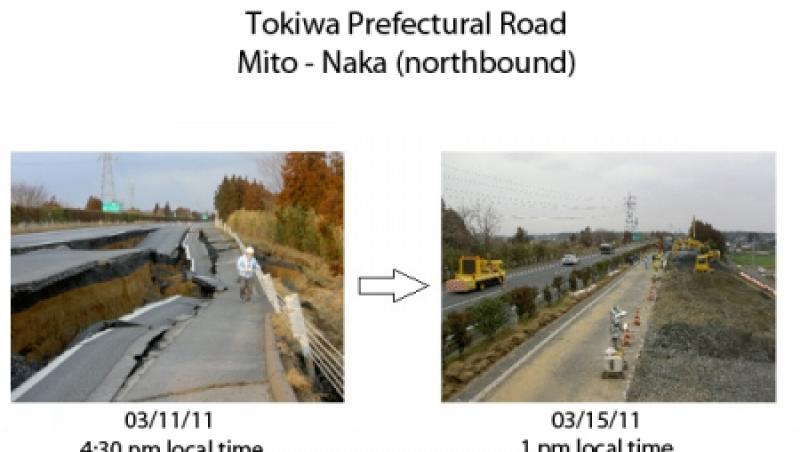 Un drum din Japonia, distrus de cutremur, reparat in doar 4 zile!