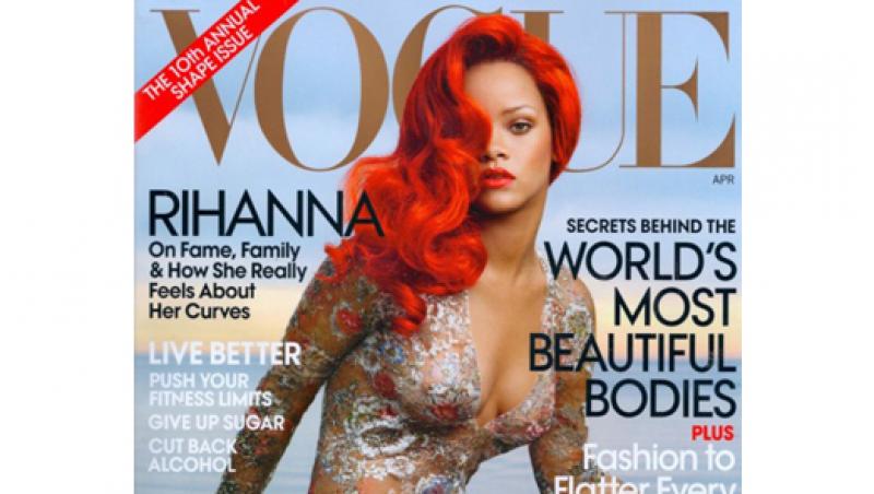 FOTO! Rihanna apare pe coperta revistei Vogue, in numarul de aprilie