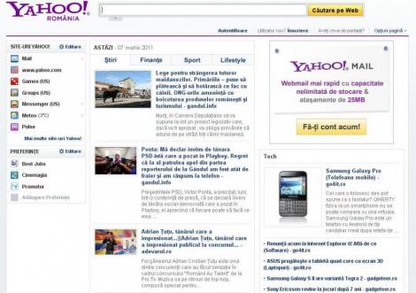 S-a lansat portalul romanesc "ro.Yahoo.com"
