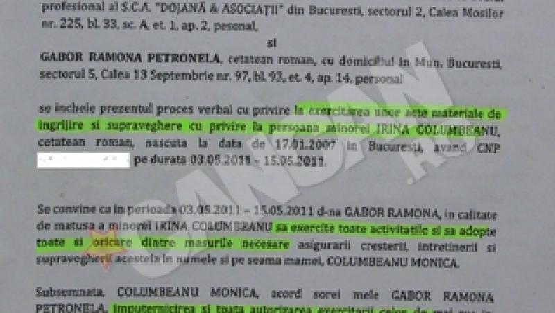 Ramona Gabor si Monica Columbeanu au fortat legea pentru a o pastra pe Irina