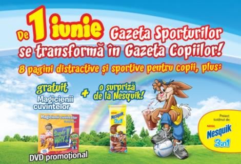 Nu uita: azi ai "Gazeta Sporturilor" pentru copii, cu desene si jocuri