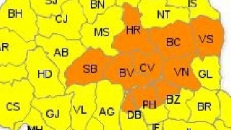 UPDATE!  Meteorologii anunta Cod portocaliu de vijelii pentru alte 10 judete, Cod galben pentru restul tarii