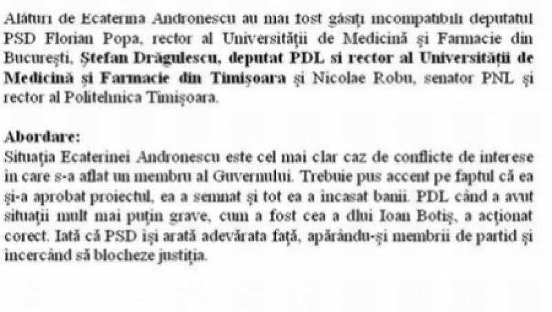 Anastase ii invata pe parlamentarii PDL cum sa atace public PSD-ul