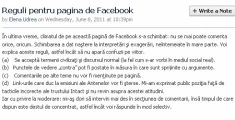 Elena Udrea cenzureaza comentariile neargumentate pe pagina proprie de Facebook