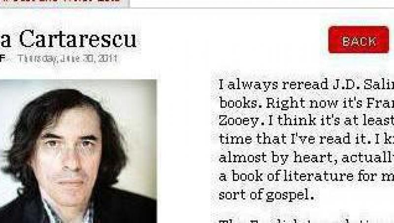 Mircea Cartarescu face recomandari de lectura pentru revista Time