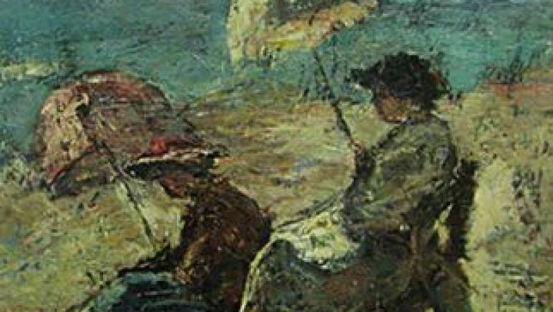 Tabloul „Pe faleza sub umbrela” de Gheorghe Petrascu, estimat la 400.000 de lei