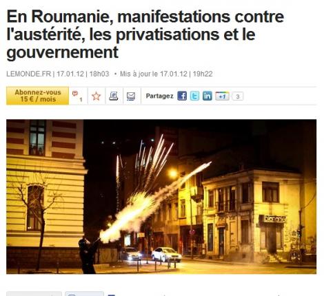 Le Monde: Protestele din Romania il pun in dificultate pe presedintele Basescu