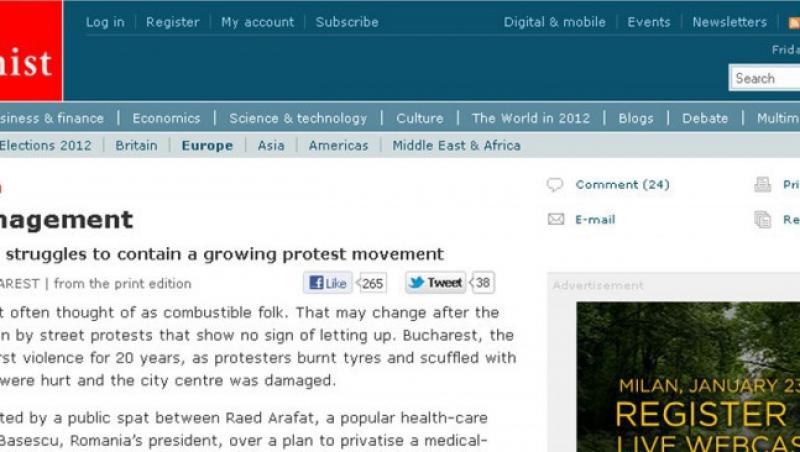 The Economist: Revolte in Romania - Managementul furiei