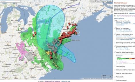 Uraganul Sandy a "facut ravagii" pe internet: harta accesata de milioane de oameni